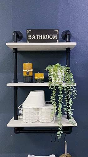ROGMARS Industrial Pipe Shelving Bathroom Shelves with Towel Bar