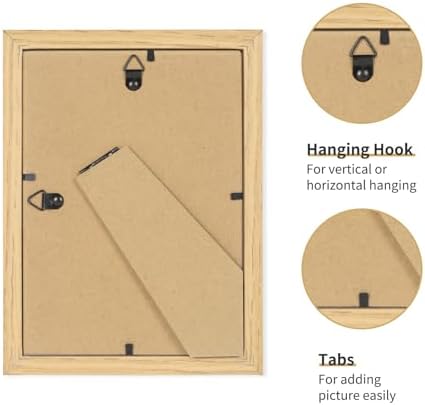 ATOBART 5x7 Picture Frame Set of 3, Light Wood, Plexiglass