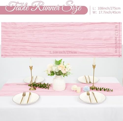 20 Pack Cheesecloth Table Runner 17 x 108 Inch, Light Pink