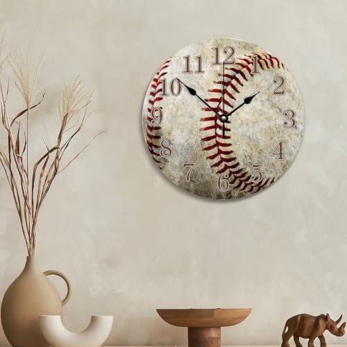 ArogGeld Baseball Sport Clock Cute Baseball 10 Inch Large Wall Clocks
