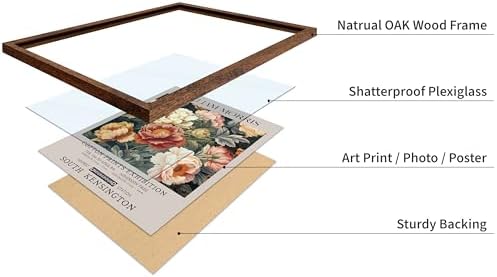 Poster Master William Morris Poster - Peony Print - Botanical Art - Flower Art - Exhibition Artwork - Animal Creation - Floral Piece - Aesthetic Illustration - Colorful Office or Bedroom Decor - 8x10 Brown Framed