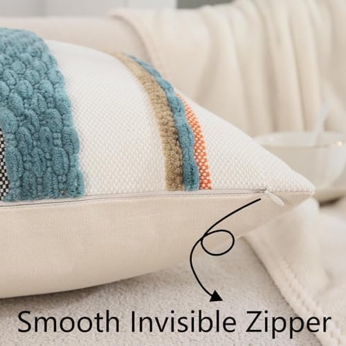 Boho Throw Pillow Covers 18x18 Set of 2 Turquoise Blue