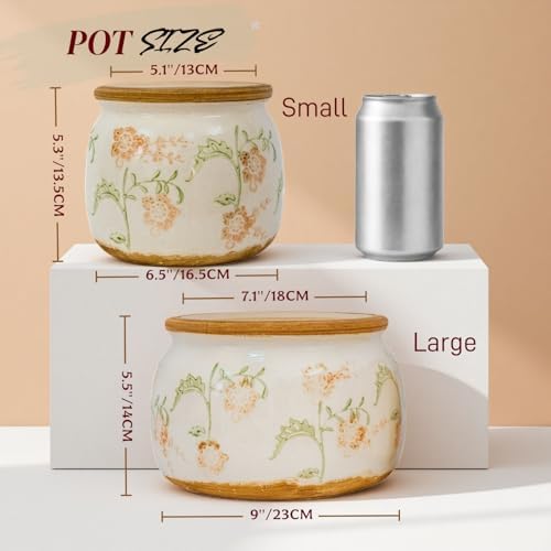 Vintage Ceramic Flower Pot, 6.5 & 9in, with Drainage & Filter