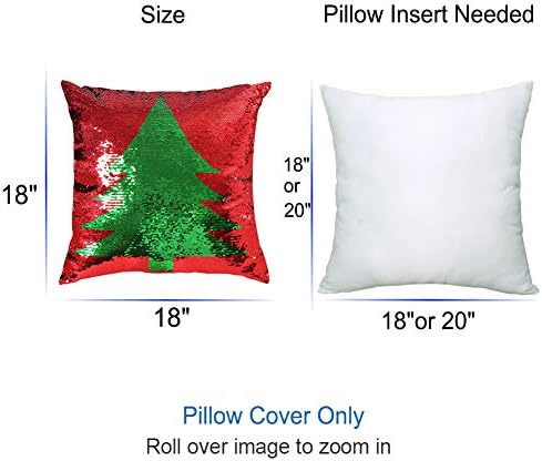 Reversible Sequins Pillow Covers 18 x 18 Inch Christmas Sequin Pillow Case Magic Red Mermaid Throw Decorative Pillowcase (Red-5 Pieces)