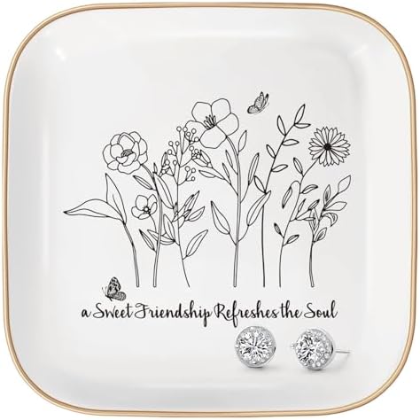 Christian Jewelry Dish Gifts for Women,Personalized Confirmation Jewelry Tray Gifts for Teen Girls，Baptism Gifts for Girl with Bible Verse for Birthdays Christmas (Friendship)