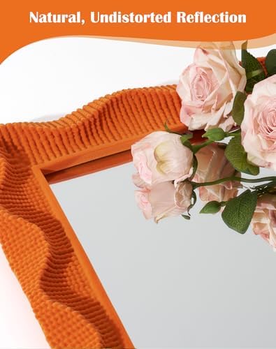 Small Decorative Mirror for Desk Makeup and Art Gallery Decor,Orange | 9.5x7.5",Soft Velvet-like Touch,Funky Wall Mirror,Modern Accent for Pastel Themed Room Studio Apartment