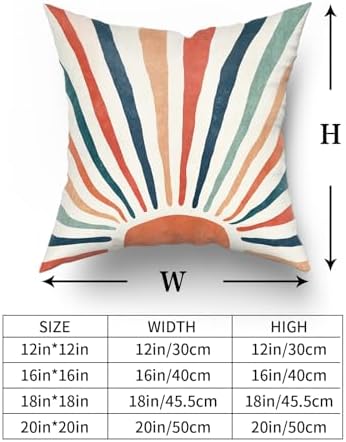 Giwawa Summer Pillow Covers 18x18in Set of 2 Colorful Boho Sun Sunset Sunrise Decorative Cotton Pillow Cases Sunshine Rainbow Stripes Throw Cushion Covers for Sofa Couch Bedding Patio