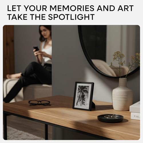 Homeforia 4x6 Black Picture Frame, High-End Metal, 3x5 Mat, Glass
