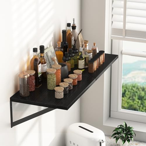 Heimlove 16W x 12D Deep Floating Shelves Set of 2 Black