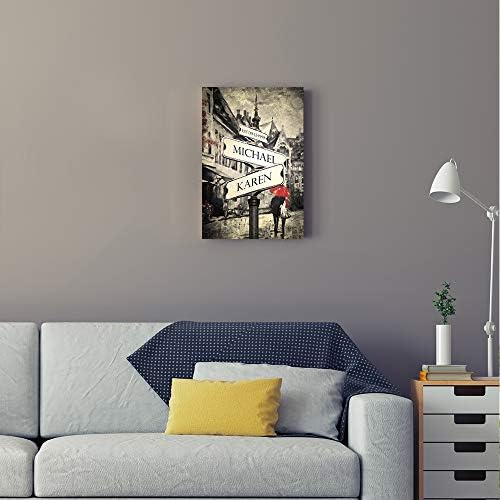 A&T ARTWORK Couple's Street Signs Canvas Prints Gift,includes Names and the Date Unique Gift for the Anniversary.12X18 inches