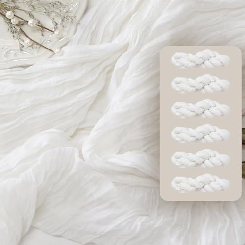 FEXIA 6Pcs White Cheesecloth Table Runner Wedding Bridal Boho Decorations