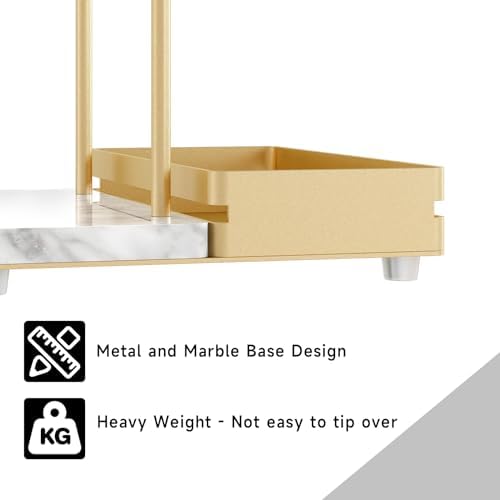 STWWO Marble Napkin Holder with Salt and Pepper Shakers Caddy, Gold