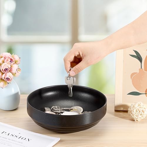 Key Bowl for Entryway Table, 8.3" Decorative Bowl for Keys, Black