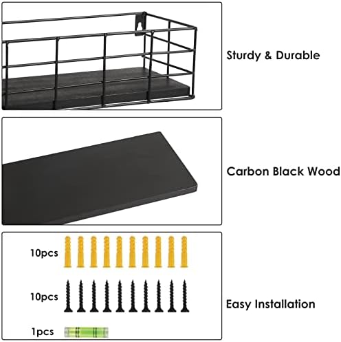 Fixwal Wire Frame Floating Shelves for Wall 4 Different Sizes, Black