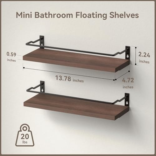 RICHER HOUSE Floating Shelves Bathroom, Small Wall Shelf Over Toilet 2 Set