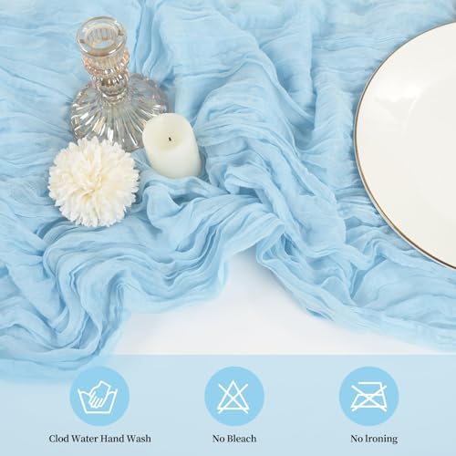 10 Pack Cheesecloth Table Runner 17 x 108 Inch, Light Blue
