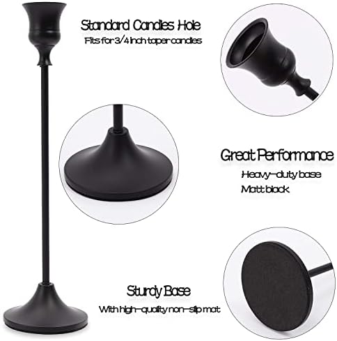 Matte Black Taper Candle Holder Set of 6, Tall Candlestick Holders