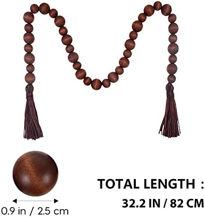 IMIKEYA Wooden Beads Garland: 2PCS Farmhouse Wood Bead Garland for Tiered Tray Farmhouse s Retro Hanging Wood with Tassels Prayer Rustic for Coffee Table Decor