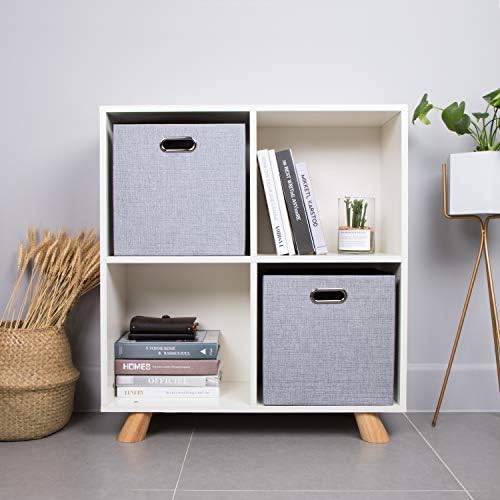 Thicker Fabric Storage Cubes 13 inch Collapsible Storage Bins for Organization, Cubby Storage Boxes for Organizing Shelf Cabinet Bookcase, 2pcs, Sliver Grey