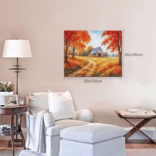Fall Barn Decor Wall Art Autumn Harvest Pictures Fall Farmhouse Canvas Prints Painting Country Artwork Decoration for Bathroom Bedroom Living Room Framed Gifts 16"x20"