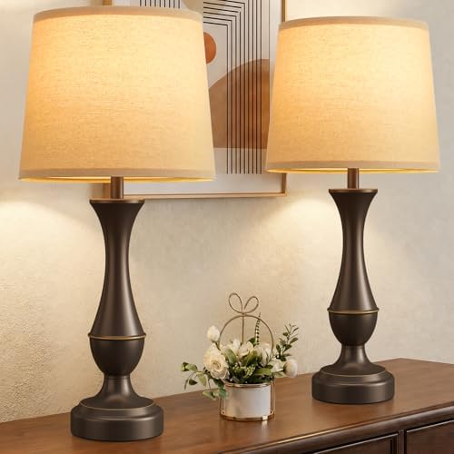 Touch Lamps for Nightstand, 3 Way Dimmable Lamps for Bedroom with USB C+A