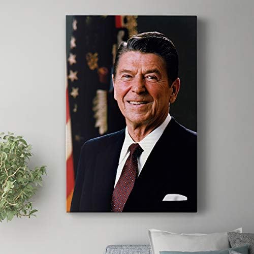 Renditions Gallery Ronald Reagan Presidental Portrait Wall Art, Premium Gallery Wrapped Canvas Decor, Ready to Hang, 18 in H x 12 in W, Made in America Print