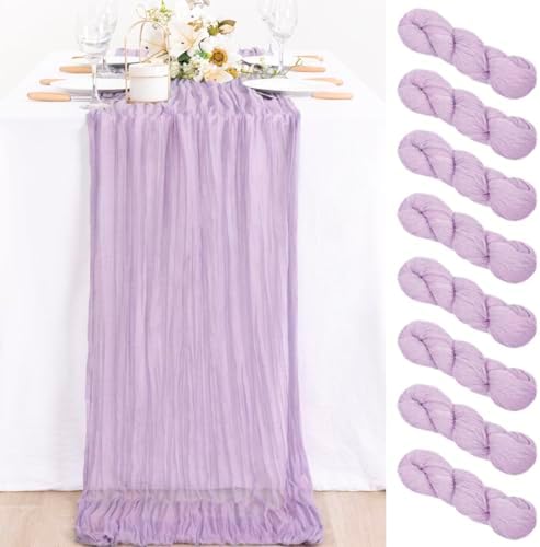 8 Pack Lilac Purple Cheesecloth Table Runner 10ft Boho Table Decor