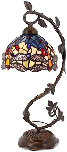 WERFACTORY Tiffany Lamp Stained Glass Table Lamp Dragonfly Style Desk Light
