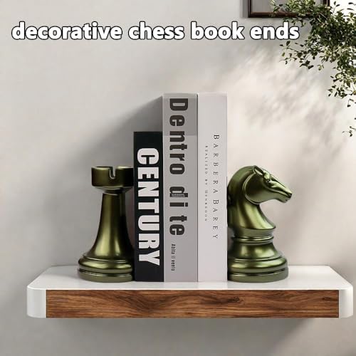 jinhuoba Decorative Bookends Chess Bookends, Aeneous Heavy Book Ends Stopper, Modern Book Ends for Shelves Office Home Desk Bookrack, 7"(L) x4(W) x7(H), 1Pair/2Piece