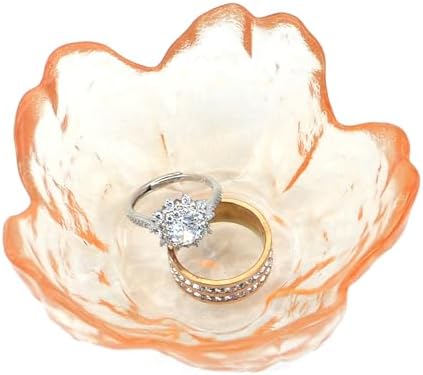 Crystal Orange Flower Ring Dish Jewelry Tray