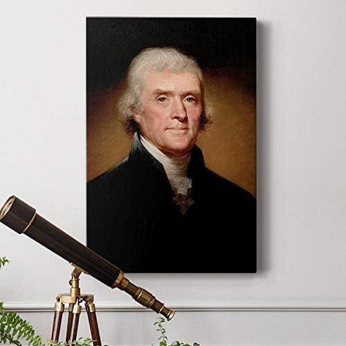 Renditions Gallery Thomas Jefferson Presidental Portrait Wall Art, Premium Gallery Wrapped Canvas Decor, Ready to Hang, 48 in H x 32 in W, Made in America Print Artwork