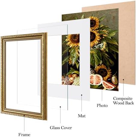 eletecpro 9x12 Vintage Picture Frame, Glass Cover, Gold, 2-Pack