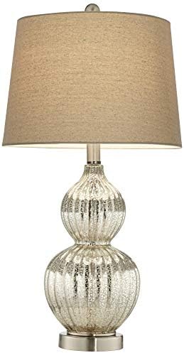 Lili 25" High Table Lamp Silver Fluted Mercury Glass Country Traditional