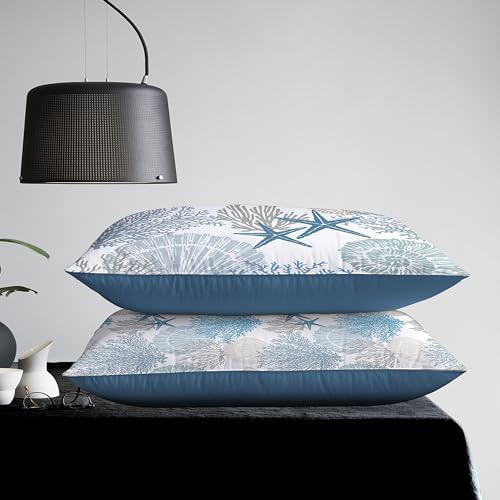 Tritard Coastal Lumbar Pillow Covers Set of 2, 12x20, Blue
