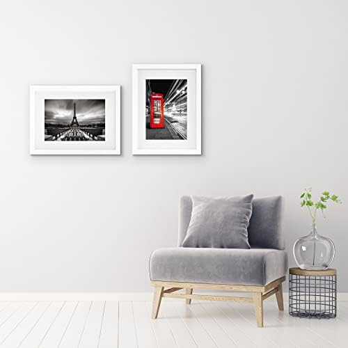 Americanflat 11x14 Picture Frame with Shatter-Resistant Glass - Set of 2 - Use as 8x10 Frame with Mat or Display 11x14 Photo Without Mat - Signature Collection - Picture Frames for Wall - White