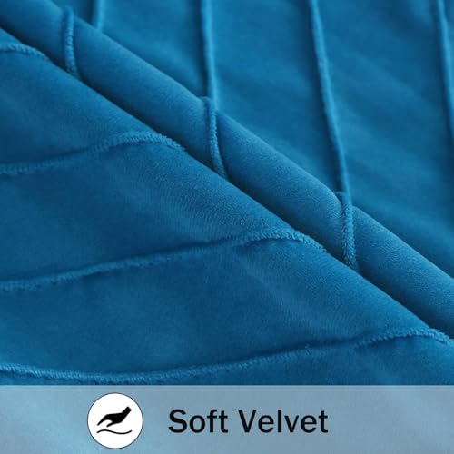 Velvet Throw Pillow Covers 18x18 Pack of 2 Gold Decor Lake Blue