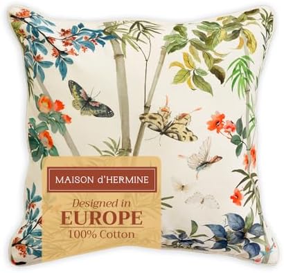 Maison d' Hermine Throw Pillow Covers 100% Cotton (20" x 20" - Pack of 1)
