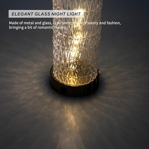 Oneach 27.75” Table Lamps Set of 2, Gold Modern Bedside Lamp with LED Night Light, USB A+C, Glass Lamps for Living Room, Bedroom, Nightstand, Office, End Table (2 Bulbs Included)