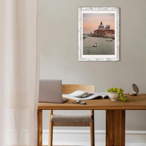 Vittanly 12x16 Picture Frames Set of 5, Wall Mounting, Distressed White