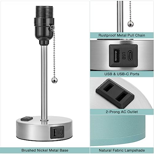 Small Bedside Table Lamp for Bedroom - Desk Lamp with USB Ports for Dorm