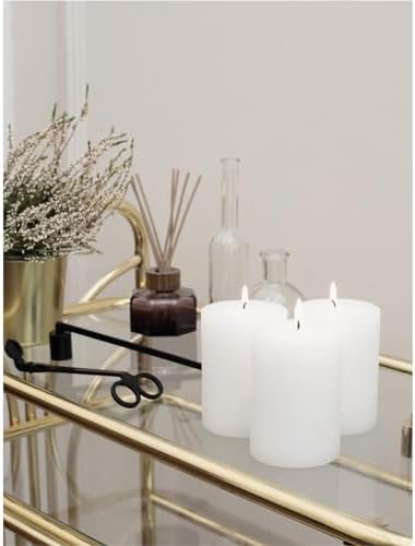 CANDWAX 3x4 inch Pillar Candles Set of 3 – Unscented Dripless Rustic White Candles for Wedding Decor, Events, Centerpieces