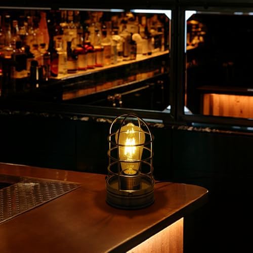 Cerdeco Small Industrial Table Lamp,Bronze Vintage Desk Light for Bedside