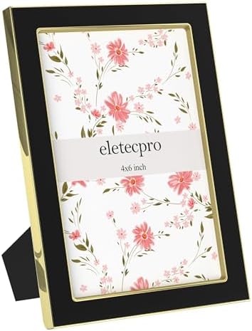 eletecpro 4x6 Enamel Picture Frame with Real Glass Cover, Black, 2-Pack