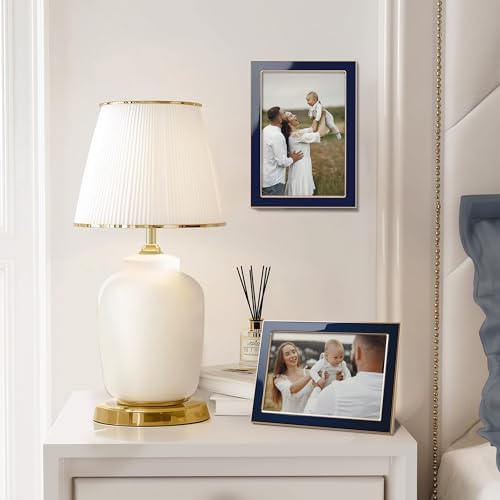 eletecpro 5x7 Enamel Picture Frame with Real Glass Cover, Navy, 2-Pack