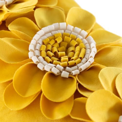 JWH 3D Flower Throw Pillow Cover Sunflower Yellow White 12x20 Inches