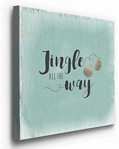 Renditions Gallery Xmas Wall Prints for Home Decor Rustic Jingle all the way Christmas Bells Canvas Wall Paintings for Bedroom Living Room & Kitchen Decorations - 32"X32" LT05