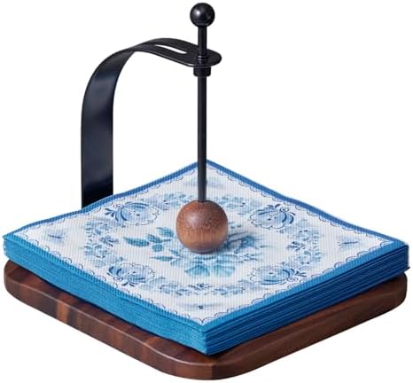 South American Rain Wood Napkin Holder for Table - Nordic Style Wooden Cocktail Napkin Holder Fits 5-7" Napkins - Windproof Dispenser for Kitchen, Coffee Bar, Cocktail Bar (Gift Idea)