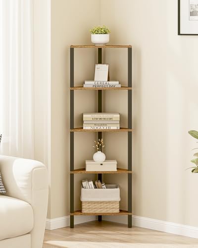 TUTOTAK Corner Shelf, 5-Tier Corner Bookshelf for Small Space