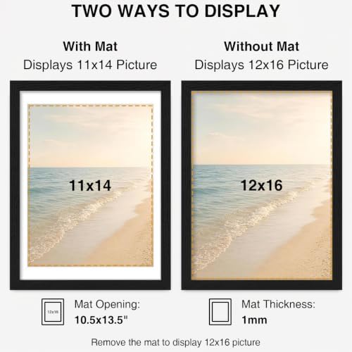 Vittanly 12x16 Picture Frames Set of 5, Wall Mounting, Black