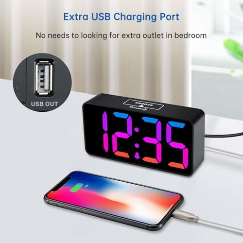DreamSky Small Digital Alarm Clock for Bedroom, RGB Kids Alarm Clock Boys